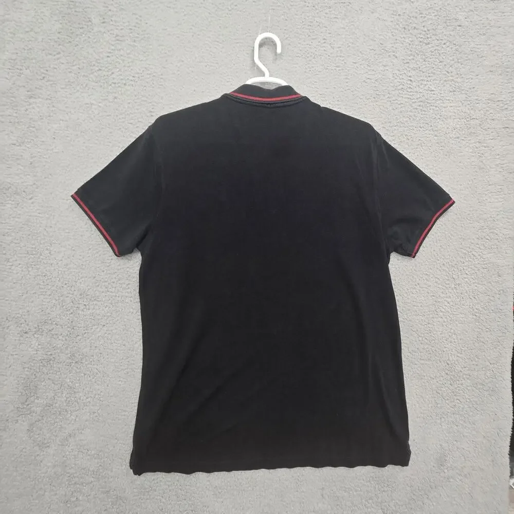 True Religion Men’s Black/Red Logo Polo Shirt M Regular Short Sleeve Button